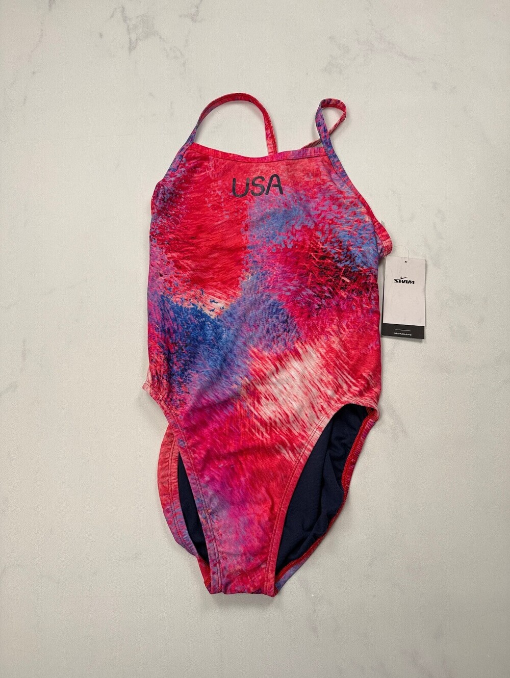 Nike Hydrastrong Team USA Swimsuit Pink Modern Americana - Womens 8/34 NWT